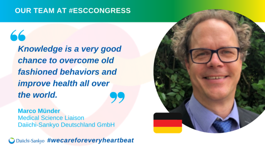 DaiichiL's tweet photo. Meet Kerstin Stolte &amp; Marco Münder of Daiichi Sankyo Deutschland GmbH from our #ESCCongress on-site team, who gave us their thought on where they see opportunities and possibilities to improve heart health in Europe.
#WeCareForEveryHeartbeat https://t.co/DAADFD9ThG