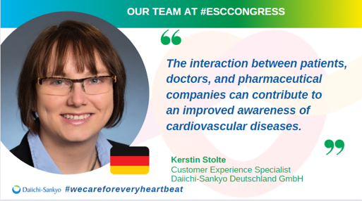 DaiichiL's tweet photo. Meet Kerstin Stolte &amp; Marco Münder of Daiichi Sankyo Deutschland GmbH from our #ESCCongress on-site team, who gave us their thought on where they see opportunities and possibilities to improve heart health in Europe.
#WeCareForEveryHeartbeat https://t.co/DAADFD9ThG