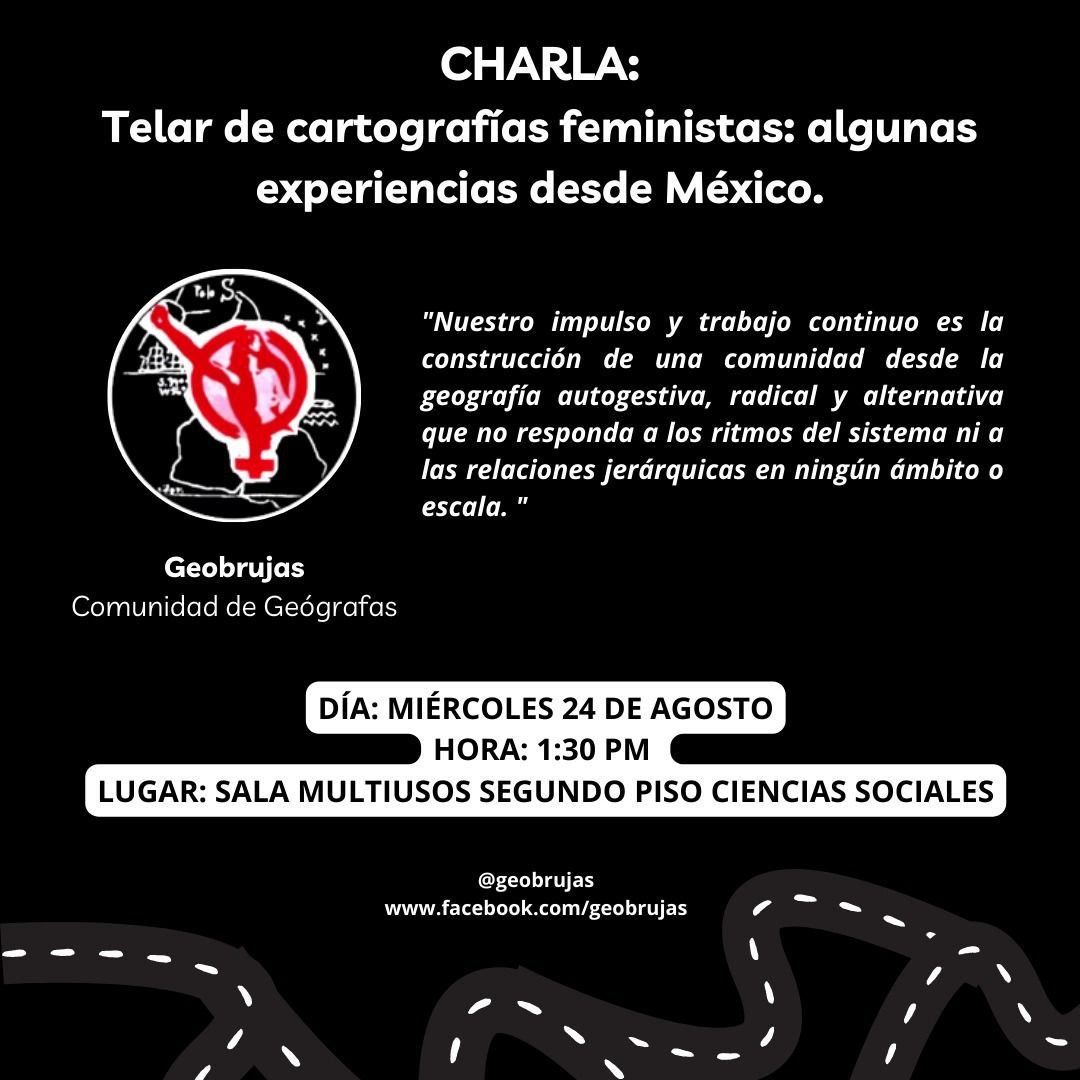 geofeminista's tweet photo. "Telar de #cartografíasfeministas" 24 de agosto, Universidad de Costa Rica, 2do piso Ciencias Sociales. 1:30 pm @UniversidadCR Charla abierta a estudiantes, activistas y docentes. 💜 #GeoBrujas https://t.co/CE2ARcoeK3