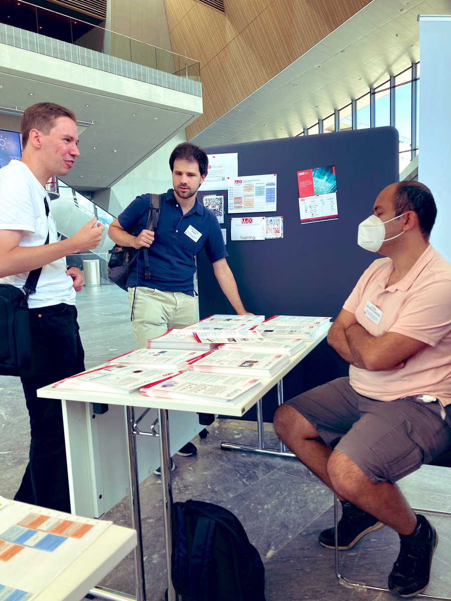 max_center2's tweet photo. Stop by at the MaX booth at #Psik2022 if you want to meet some smart developers of our codes 😊 @QuantumESPRESSO @aiidateam #siesta #fleur #bigDFT #CP2K https://t.co/VuMXi1OiES