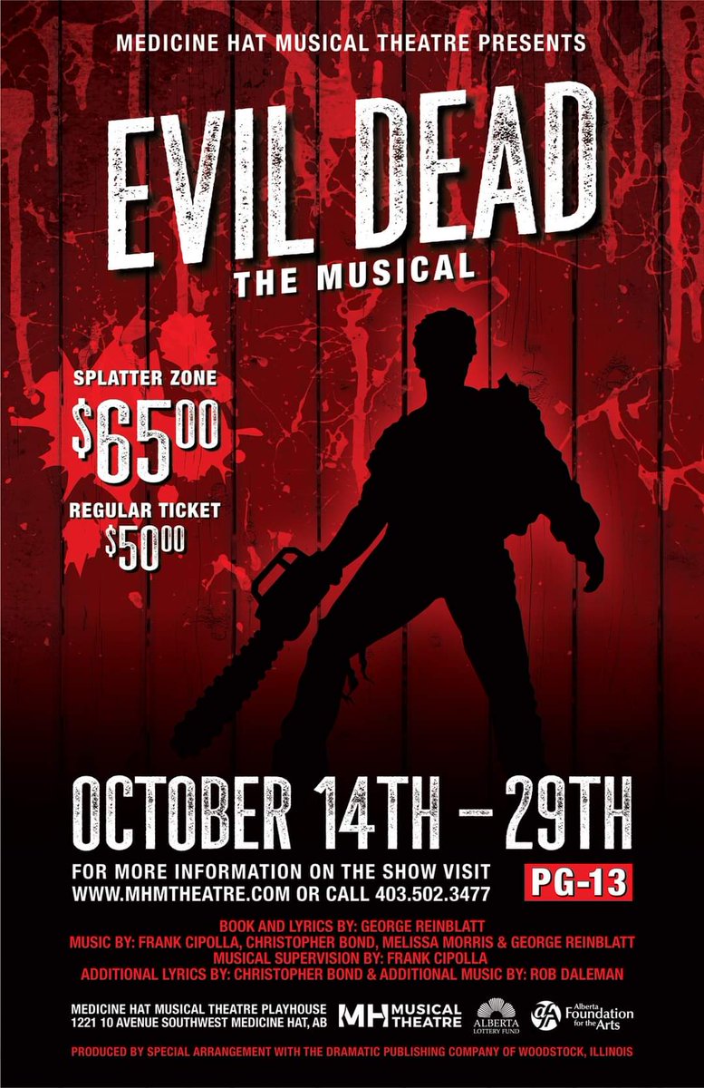 JOIN US for a bloody exciting night of theatre with the first show in our 2022/2023 season, "Evil Dead: The Musical"!

With 9 groovy performances October 14, 15, 20, 21, 22, 26, 27, 28 &amp; 29, tickets for this hilarious musical romp go on sale September 15th at 10:00am