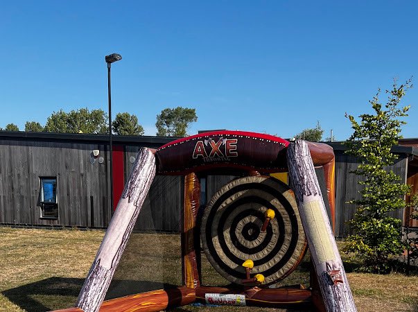 Venture_Summer's tweet photo. First day of Summer School has been absolutely amazing! Obstacle course, Hungry Hippos, Axe Throwing, Penalty Shootout and Trampolining! See you all tomorrow for another fun filled day! https://t.co/z15e0v2GHl