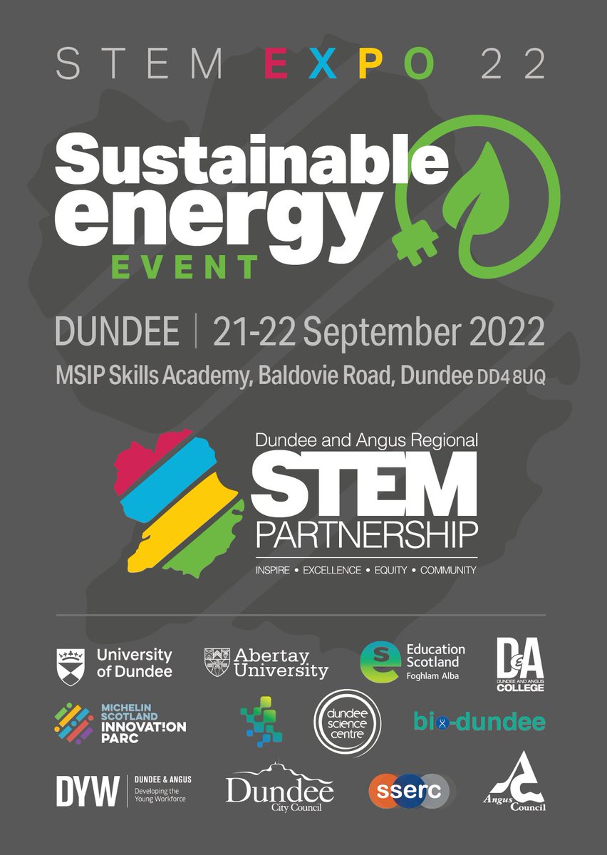 smcgregor101's tweet photo. 15 schools across Dundee & Angus have already signed up to attend the first STEMEXPO 21-22 Sept 22. @DA_RegionalSTEM have invited groups of S2 from every school across the region - If your school is still to get involved, please get in touch stemexpo@dundeeandangus.ac.uk #DA_STEM https://t.co/3F6EuKyYgM