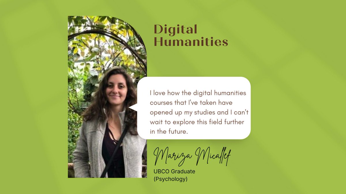 In our Digital Humanities courses at UBCO, students focus on the conceptualization, production and communication of humanities research in a digital context. fccs.ok.ubc.ca/degrees-progra… #digitalhumanities #english #culturalstudies #ubcokanagan #studentvoice