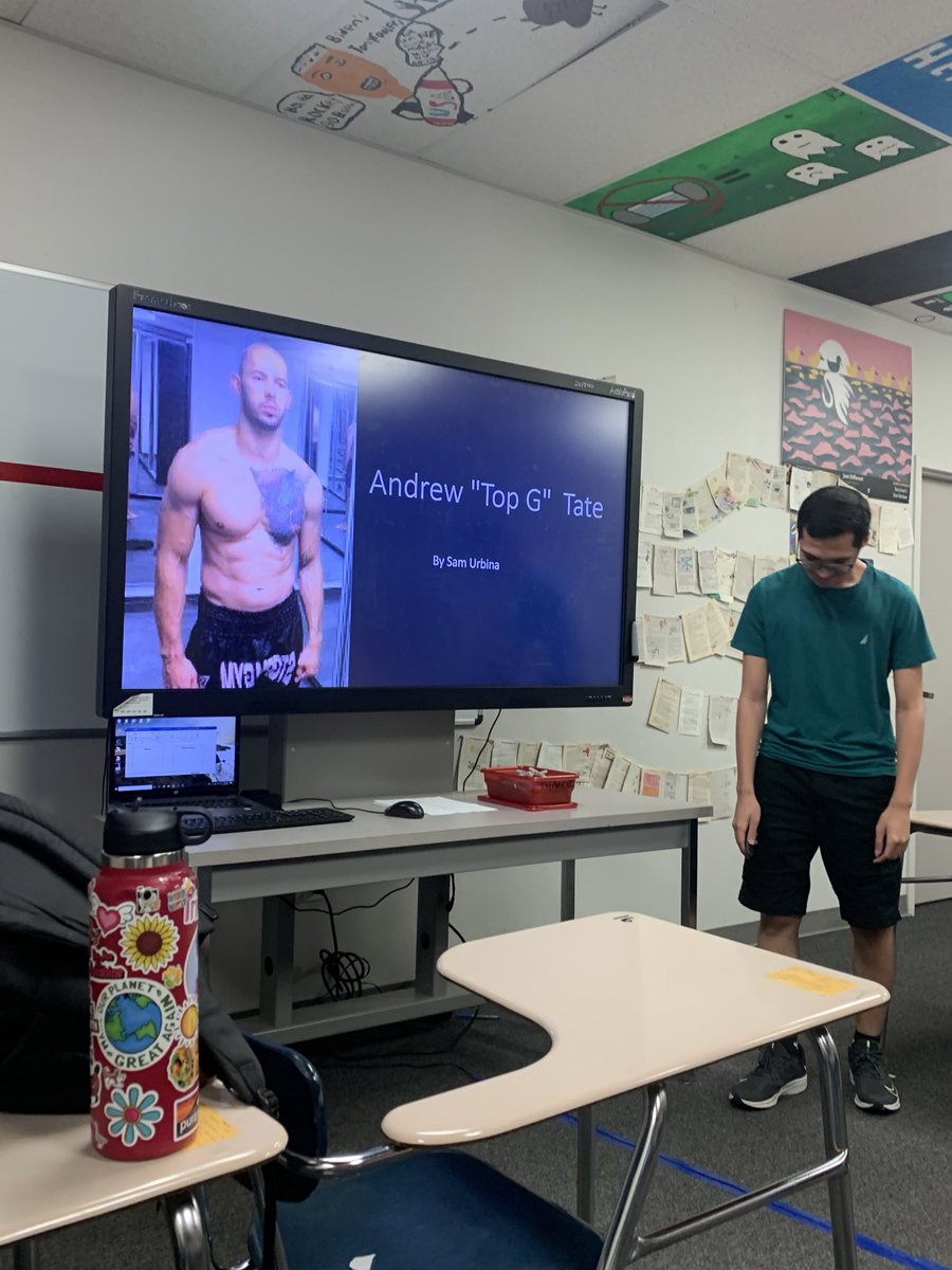 F41RYTA1L's tweet photo. no fucking way he did his power point on andrew tate https://t.co/XesZRJ1icO