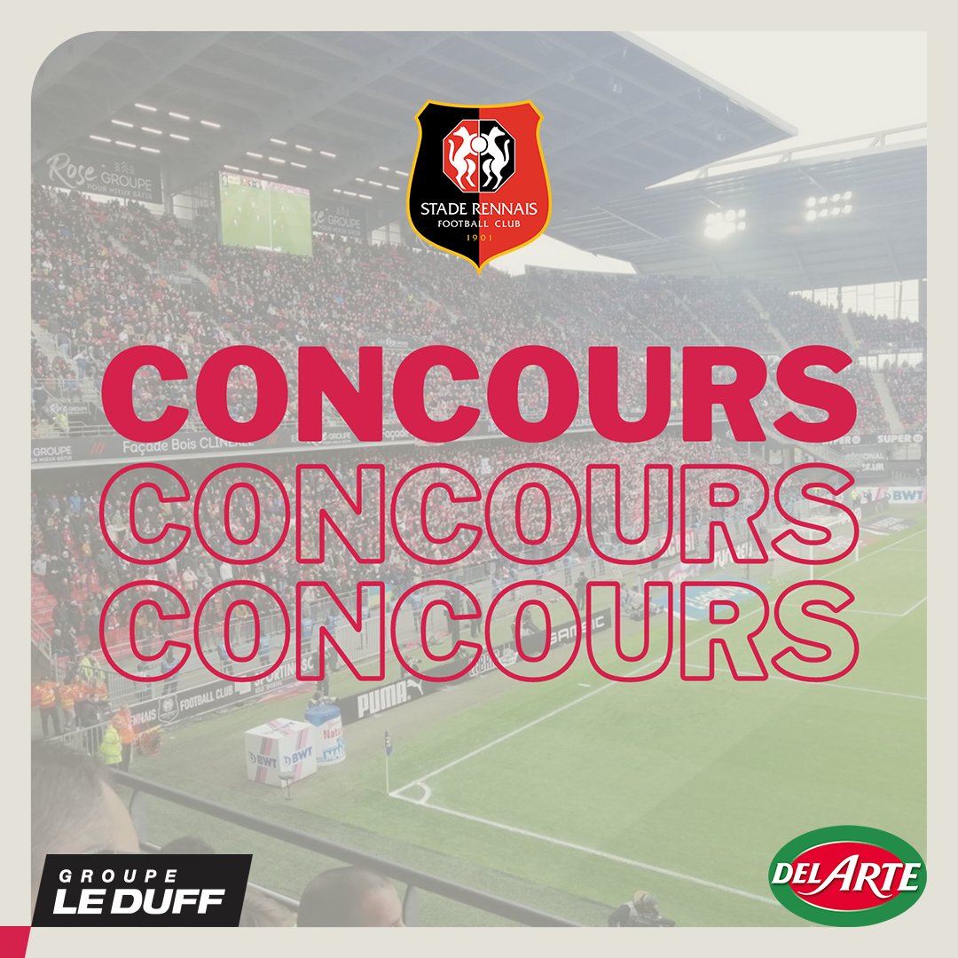 [JEU CONCOURS]
⚽ Tentez de remporter 2 places pour soutenir le <a href="/staderennais/">Stade Rennais F.C.</a> face au Stade Brestois le 31 août prochain à 21h au Roazhon Park !
👉 Pour participer RT + follow <a href="/GroupeLeDuff/">Groupe LE DUFF</a> et <a href="/delartefr/">Del Arte</a>
Tirage au sort le lundi 29 août. Bonne chance !

⁣⁣⁣