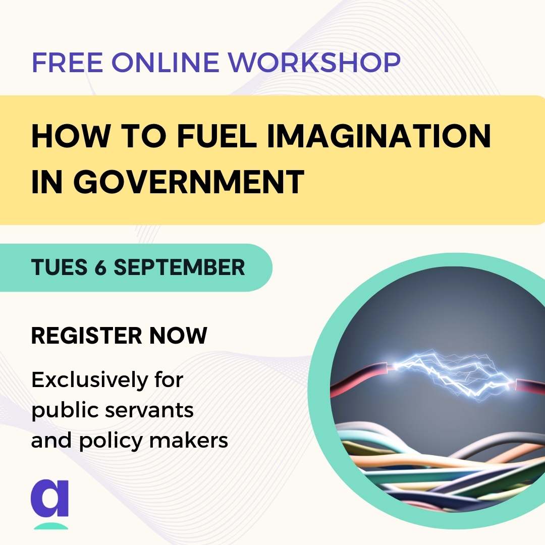 apoliticalco's tweet photo. In recent years, governments have faced catastrophe after catastrophe, from Covid to climate change. How can we once again look beyond the pressures of the present? Join this free online workshop to learn how to reignite imagination in the public service: https://t.co/clFa4PClbq https://t.co/2WnXbylT0z