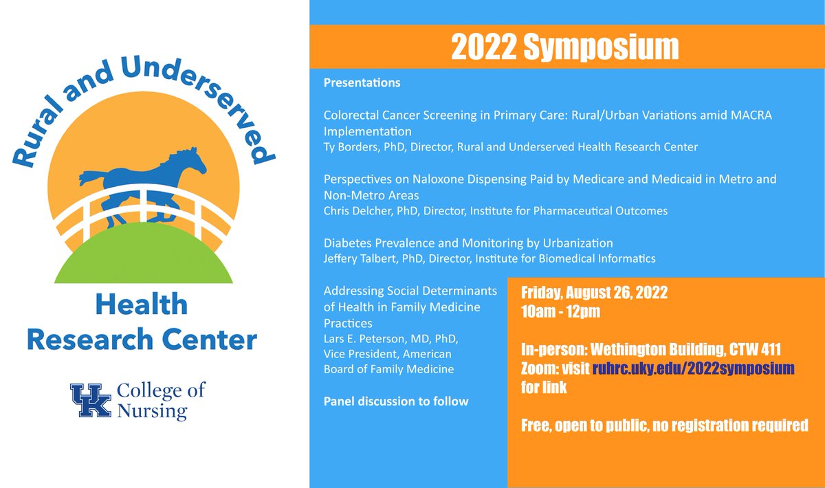 Join us virtually or in-person for the 2022 RUHRC Symposium this Friday, 8/26, 10am-12pm EST 

ruhrc.uky.edu/2022symposium