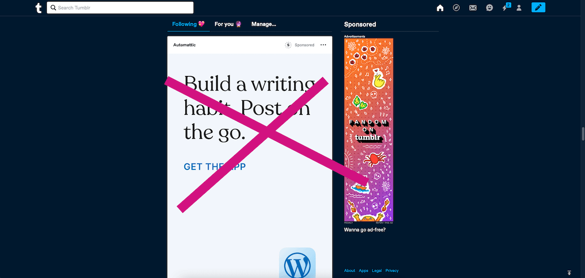 Blockzilla_ext's tweet photo. Iif you are looking for how to get rid of Tumblr ads, there is a way you can eliminate those ads from your feed.

https://t.co/yQaciW2GfQ https://t.co/ne8Gm5UD4v