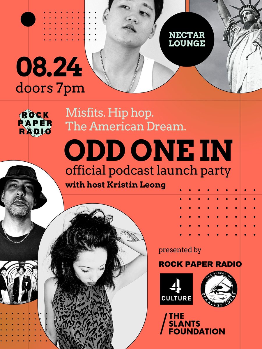 Wednesday! 

"ODD ONE IN" Podcast Launch Party: 
"Misfits. Hip hop. The American Dream." 

Produced &amp; hosted by <a href="/kristinleong/">Kristin Leong</a>
ft. guest <a href="/doctordabe/">Daudi Abe aka Vitality Prose</a>, author of Emerald Street: A History of Hip Hop in Seattle. 

<a href="/oldchingubaby/">Old Chingu 🌱</a> <a href="/theslantsfound/">theslantsfound</a>

Tickets: tixr.com/e/48324