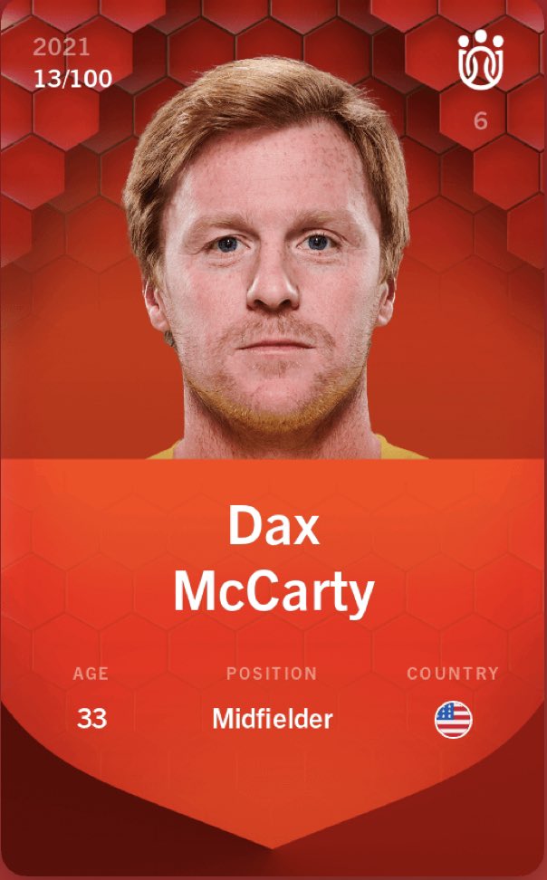As you asked a #Sorare threshold 🔴 rare #MLS card giveaway is here😁

🎁 Win a 13/100 rare Dax McCarty card from the #EveryoneN  

Conditions to enter:
✅ Follow <a href="/MLS_pioberna/">Sorare MLS ita 🇺🇸🇮🇹</a> 
👍🏻 Like 
🔄 Retweet 

Winner will be announced on ⬇️

⏰ Wed 31st august @ 9pm CET 

Good luck🍀
