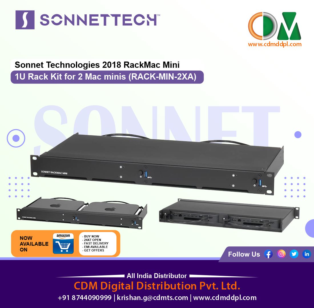 CdmPvt's tweet photo. This fully-assembled rackmount solution for the latest line of mac mini servers (late 2018) and computers supports the installation of one or two mac minis side-by-side into 1u of rack space. 

#Sonnet #Sonnettech #Sonnetproducts #Apple #rackmacmini #rackmount #rackmac #macmini https://t.co/WL3RZ3VYEO