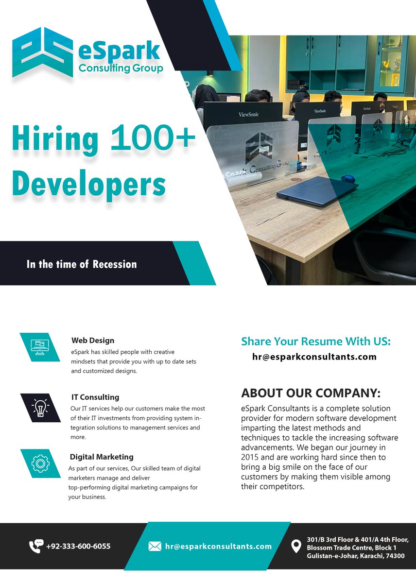 eSparkConsGroup's tweet photo. Here's a Chance You Can't Pass Up.!!
For skilled people like you, eSpark Consulting Group is offering 100+ Job Positions. Look for a position that will allow you to develop great experience for yourself.
We provide a chance to grow, not just a job!!! https://t.co/qzNKi0zule