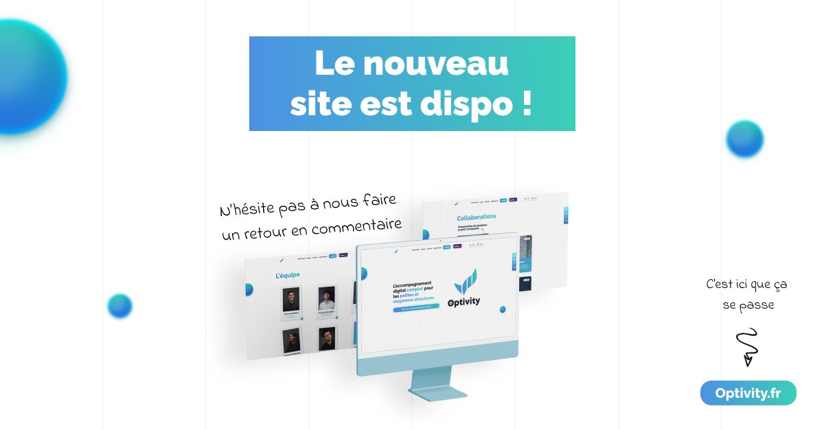 optivity_agency's tweet photo. @tweeter 
Notre nouveau site internet est disponible ! 🤩

Retrouvez nous dès maintenant sur https://t.co/81Bfr4IvzP 💡

Et n'hésitez pas à nous faire un retour en commentaire. 😉 📩

#optivity #conseil #accompagnement #siteinternet #consulting https://t.co/mqQi0JcvQ2