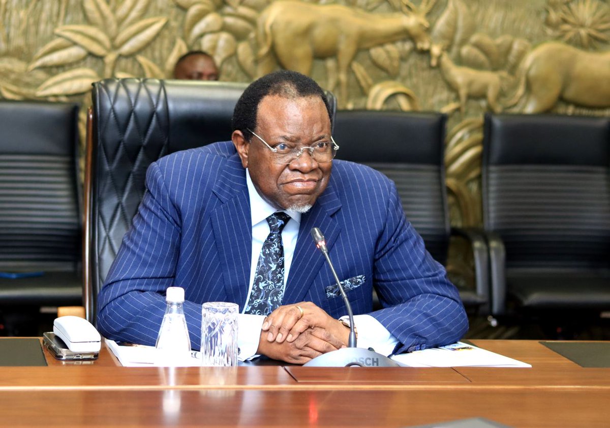 Namibian Presidency (@nampresidency) on Twitter photo H.E. Dr <a href="/hagegeingob/">Dr Hage G. Geingob</a> held a meeting with the Fourth Industrial Revolution (4IR) Task Force today, 22 August 2022 at State House. The purpose of the meeting was to receive the 4IR Final Report as per the 4IR Task Force Mandate. H.E. Dr <a href="/hagegeingob/">Dr Hage G. Geingob</a> held a meeting with the Fourth Industrial Revolution (4IR) Task Force today, 22 August 2022 at State House. The purpose of the meeting was to receive the 4IR Final Report as per the 4IR Task Force Mandate.