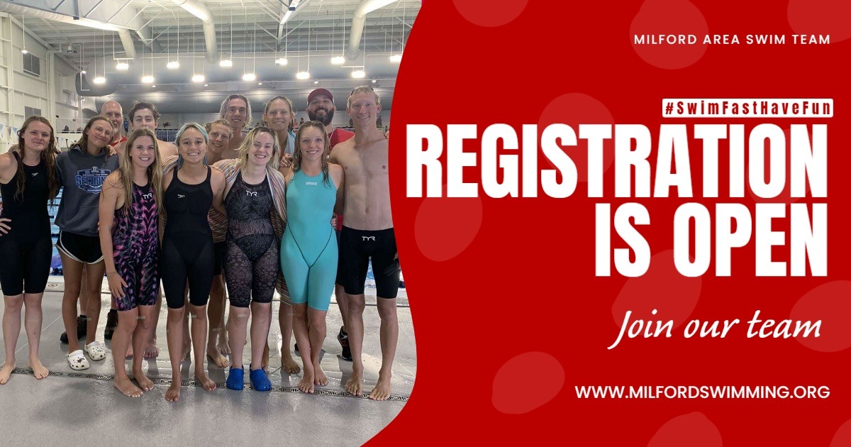 Join the Milford Area Swim Team!  2021-2022 was a record setting year and we can't wait for what's ahead.  Visit milfordswimming.org and register today! #swimfasthavefun