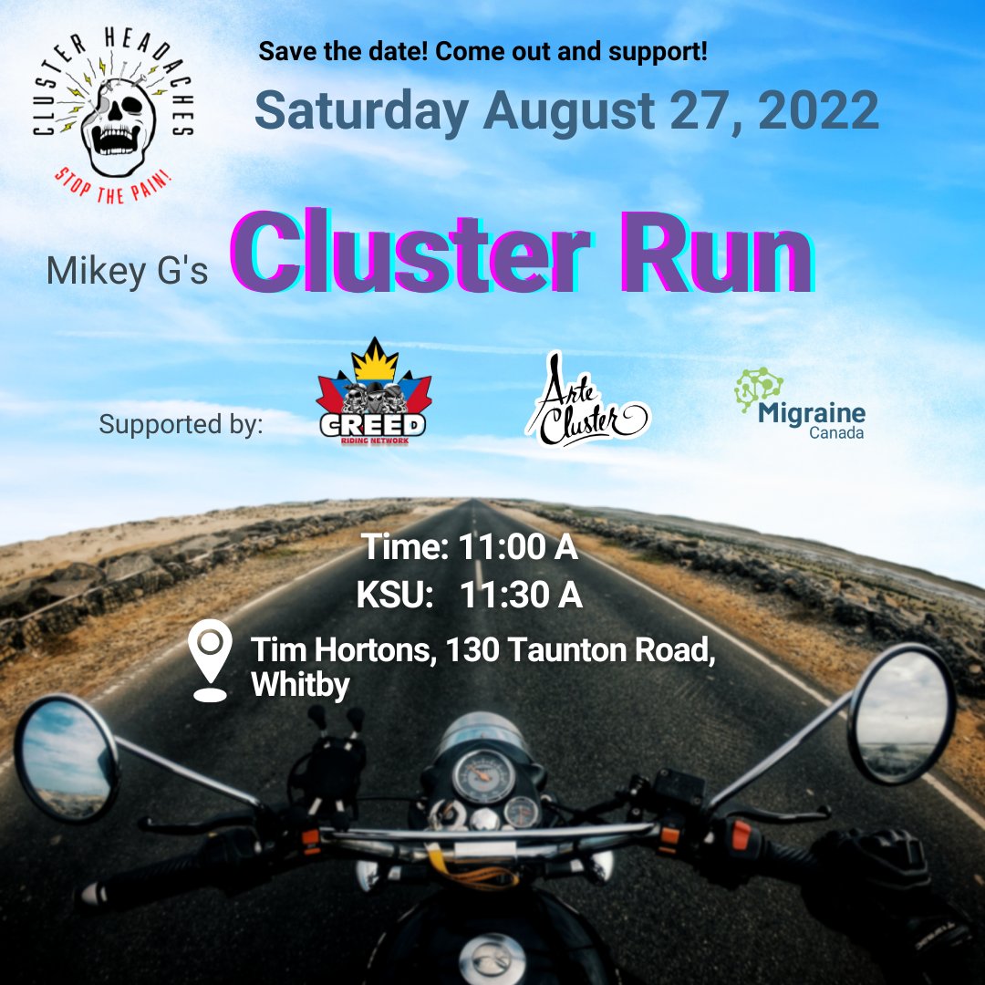 MigraineCanada's tweet photo. Happy to support the Cluster Run with CREED Riding Network.  

#creedridingnetwork #mentalhealthawareness #clusterheadache #livetorideridetolive https://t.co/agzCVp3RxH