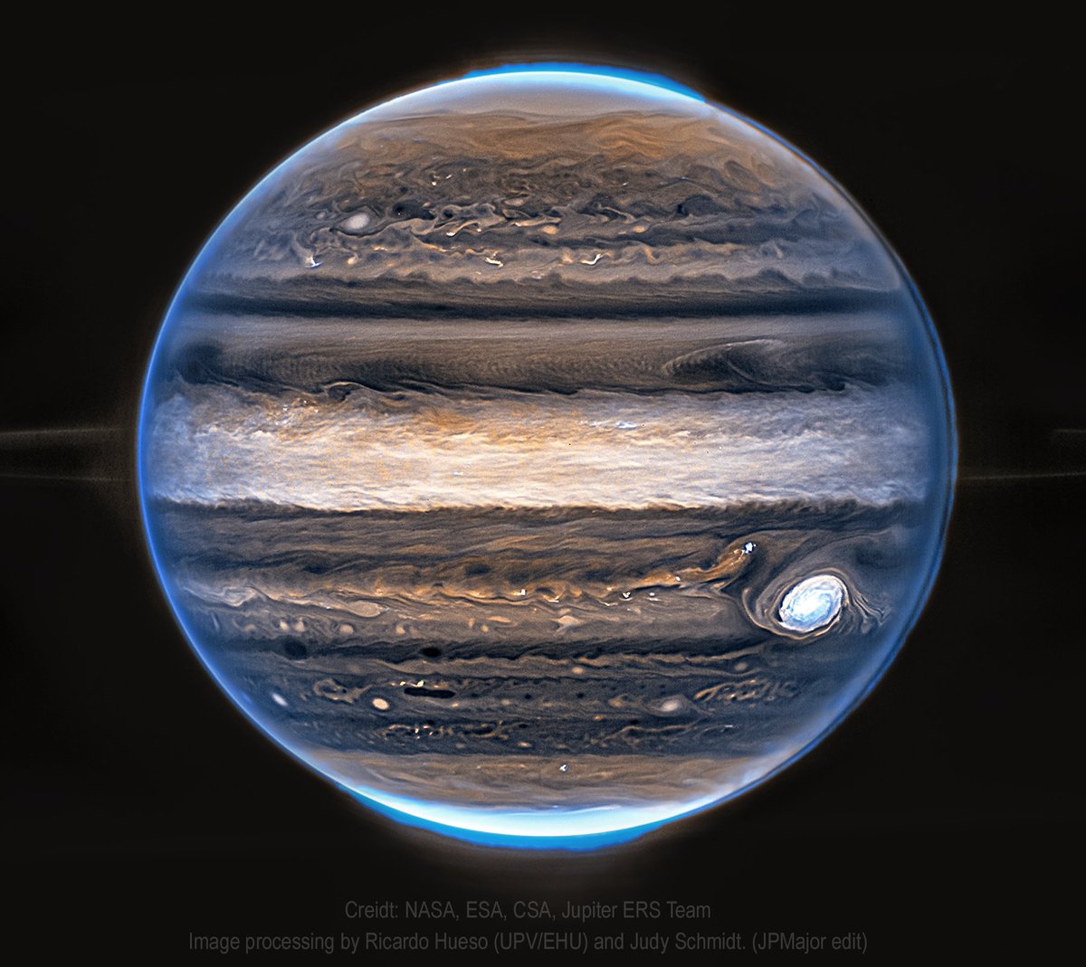 Jason Major (@jpmajor) on Twitter photo New images of Jupiter in infrared light by #JWST show the giant planet's rings and polar aurorae. Originally processed by <a href="/SpaceGeck/">Judy Schmidt</a>; I removed some of the diffraction bands here. Read more about these observations at blogs.nasa.gov/webb/2022/08/2… New images of Jupiter in infrared light by #JWST show the giant planet's rings and polar aurorae. Originally processed by <a href="/SpaceGeck/">Judy Schmidt</a>; I removed some of the diffraction bands here. Read more about these observations at blogs.nasa.gov/webb/2022/08/2…
