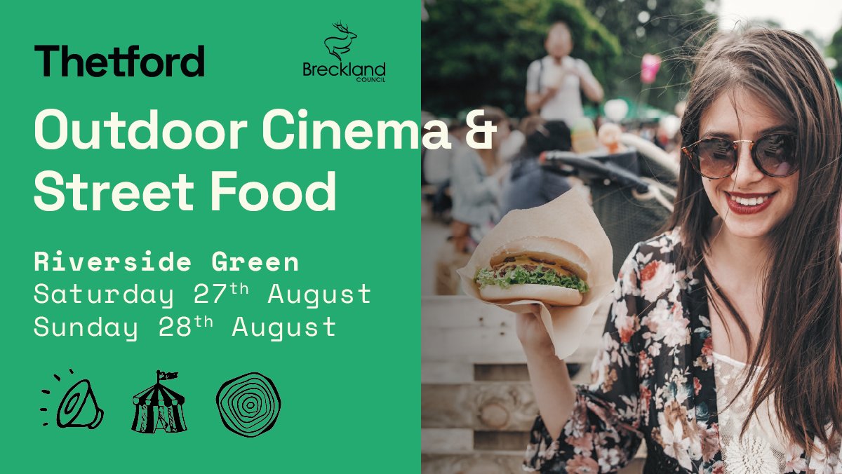 FREE outside cinema 📽️ is coming to #Thetford! Enjoy a fantastic experience by the river in the heart of Thetford #Encanto #Grease #GreatestShowman #LionKing #MammaMia!. More info? ▶️ breckland.gov.uk/article/19964/… #StreetFood #FreeCinema #VisitNorfolk