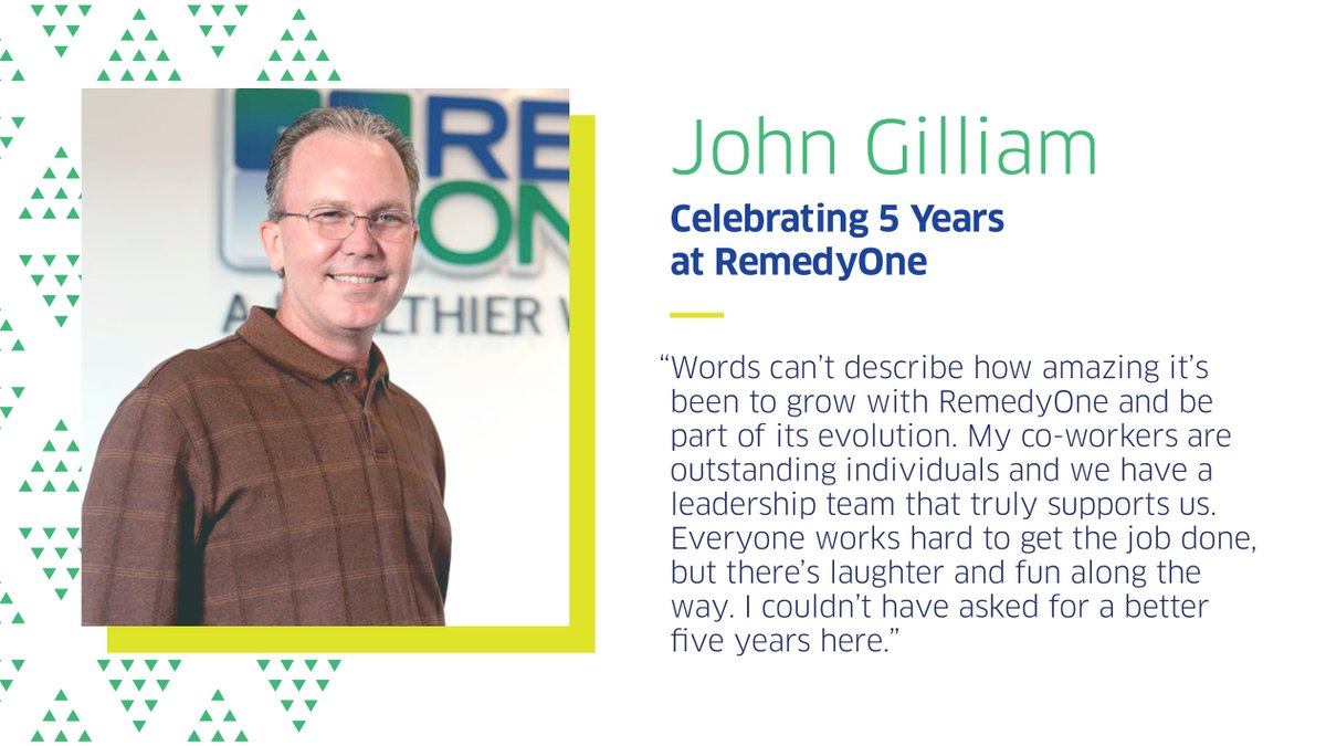 Remedy_One_'s tweet photo. Join us in celebrating John Gilliam’s 5-year #workiversary with RemedyOne! With nearly 20 years in the healthcare industry, John has played an integral role in RemedyOne's success. Thanks for spending the last five years with us, John...Cheers to many more! https://t.co/aLM9PZdcN7