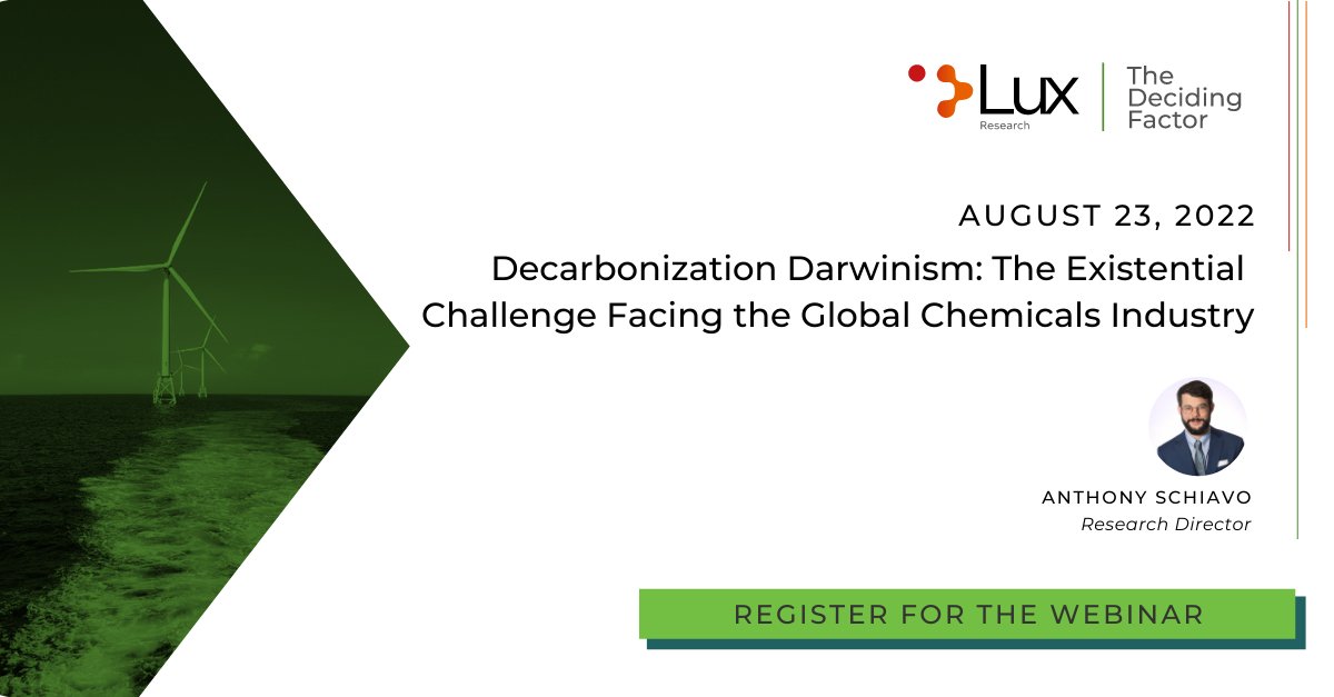 LuxResearch's tweet photo. Last chance to register for tomorrow's webinar, where @MobbDeepTech will map the leading chemicals companies on the Lux Carbon Canvas to assess their resilience to carbon emissions pricing.

Save your spot: https://t.co/3nxD43h0dH https://t.co/TA40Tw0Mb9