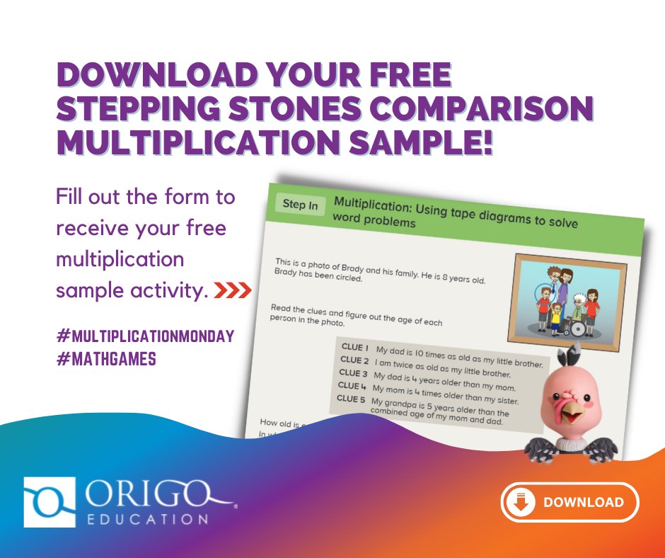 origomath's tweet photo. Happy #MultiplicationMonday #math #teachers! Fill out the form to receive your free Stepping Stones comparison multiplication sample! - https://t.co/Gb54aYuC5O
#STEM #mathematics #matheducator #educators #mathteacher #mathematicsgames #mathactivities #mathematicsactivities https://t.co/e7jXc6eNkN