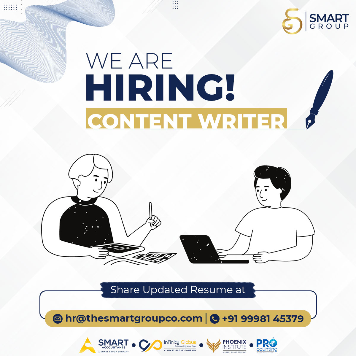 thesmartgc's tweet photo. We are looking for an experienced Content Writer to join our team.
Interested candidate can share their updated resume at hr@thesmartgroupco.com.
#contentwriter #contentwriterjobs #hiringcontentwriters #smartgroup https://t.co/9o2RTktIoX