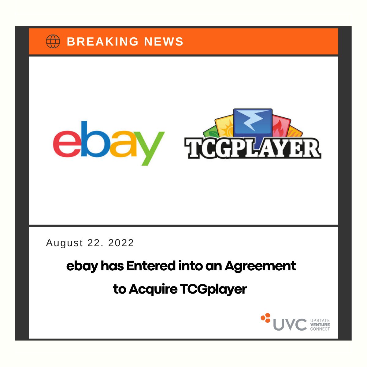 Congratulations to the TCGplayer team for entering into an agreement with eBay! 
TCGplayer will continue operating independently. Our headquarters will remain in Downtown Syracuse, and Chedy Hampson will continue to lead the company as its CEO.
#upstateny #breakingnews #ebay