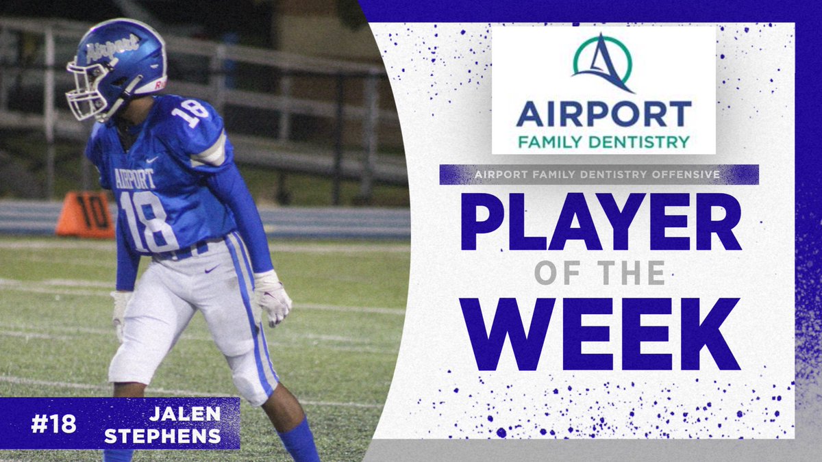 AirportEaglesFB's tweet photo. Congratulations to our Airport Family Dentistry Offensive P.O.W, Jalen Stephens &amp; Sun Solutions Defensive P.O.W, Trey Neil 🔵TakeFLIGHT🦅 https://t.co/C7ikXalpFm