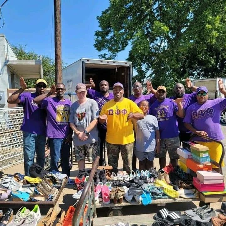Good brothers of #omegapsiphi shoes donation
