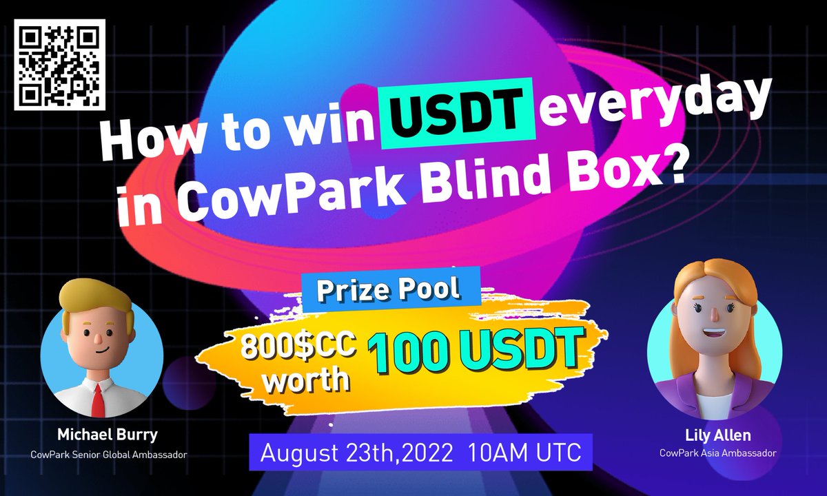 🎉 Livestreaming #AMA on #Binance tomorrow! 

⏱ Starts at 10:00 AM UTC, Aug 23

💰 AMA Prize Pool: 800$CC worth 100 #USDT + 1 #BTC + 1 #ETH

🤩Exciting CowPark USDT Blind Box Game Coming!
     Earn BTC! ETH! USDT! 

🚀Come to our Live:
🔗binance.com/zh-CN/live/vid…