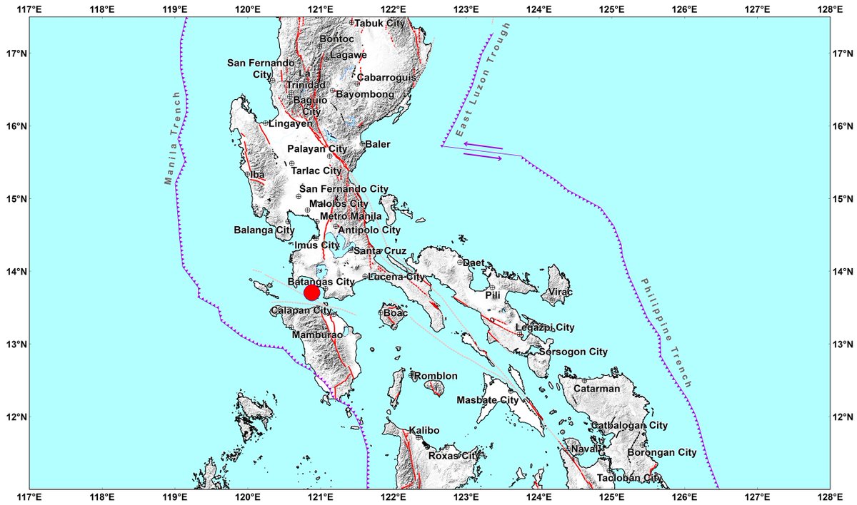 #EarthquakePH #EarthquakeBatangas
#iFelt_BatangasEarthquake
Earthquake Information No.1
Date and Time: 22 August 2022 - 10:59 PM
Magnitude = 4.2
Depth = 011 km
Location = 13.70°N, 120.88°E - 004 km N 13° E of Tingloy (Batangas)

earthquake.phivolcs.dost.gov.ph/2022_Earthquak…