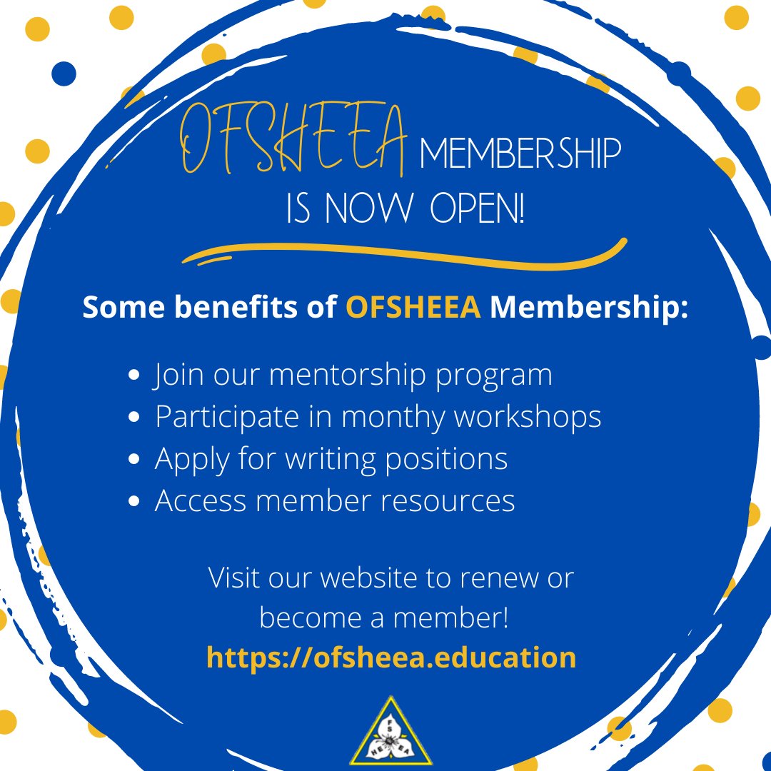 Are you an OFSHEEA member? Want to join or renew your membership for the 2022-2023 school year? Registration is now open! Visit ofsheea.education/forms/ to join or renew today!