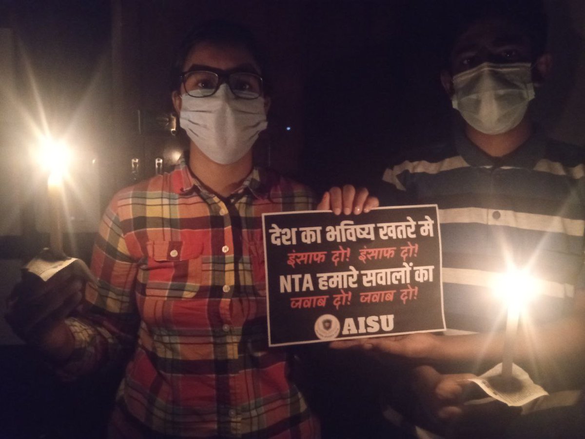 IamSaurav_1's tweet photo. Umpteen Student's across country participating in candle march shows it's bonafide concerns of everyone. Still why authority is hushed into this matter?
#JEEMainsThirdAttemptForAll
Is bonafide demand. @DG_NTA should intervene briskly.
#CANDLEMARCHforJeeNeetJustice https://t.co/ohYLrY3KCH