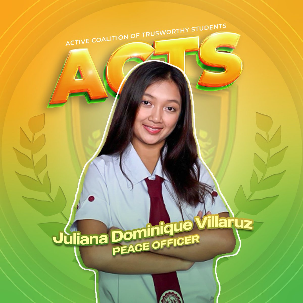 DominqueJuliana's tweet photo. I am Juliana Dominique Villaruz, your Peace Officer from the ACTS Party, Active Coalition of Trustworthy Students π°
KAYA SAN KA PA? TARA! ACTS NA! π§‘π
#ACTSAdvancementDuringAdjustment
#ActsComingbackToServe
#ACTSParty https://t.co/1M2MQykq8u