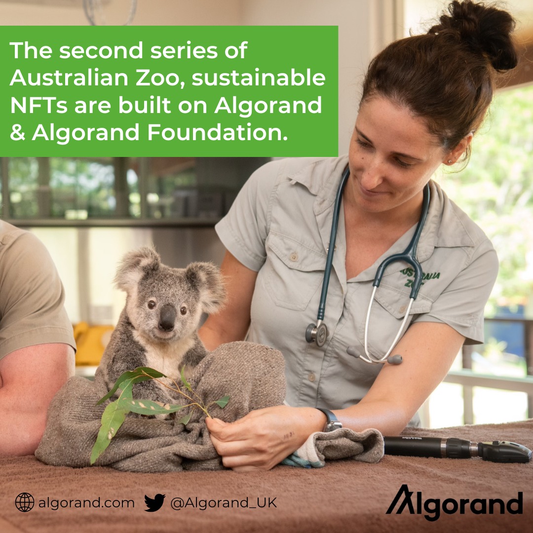 Algorand_UK's tweet photo. @Algorand has been in a partnership with @AustraliaZoo to help protect threatened and endangered animals on the world's greenest blockchain.
We are really excited to see their second series of sustainable NFTs in partnership with @meadowlabs built on @algorand &amp; @algofoundation🤩 https://t.co/6G7Ez7aLSN