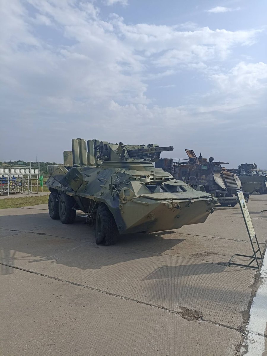 KorsasErik's tweet photo. The #RussianArmy seems to have mostly displayed Captured #Ukrainian equipment at the #ARMY2022 forum over #Russia. Guess they don't have much else to show.. #T-64B1M, #BMP1U #Shkval and #BMP-1, #BTR3E, #British #armoredpersonnelcarrier #AT105 #Saxon & #Cossack2. #Ukraine #Putler https://t.co/d5BnzJmXvT
