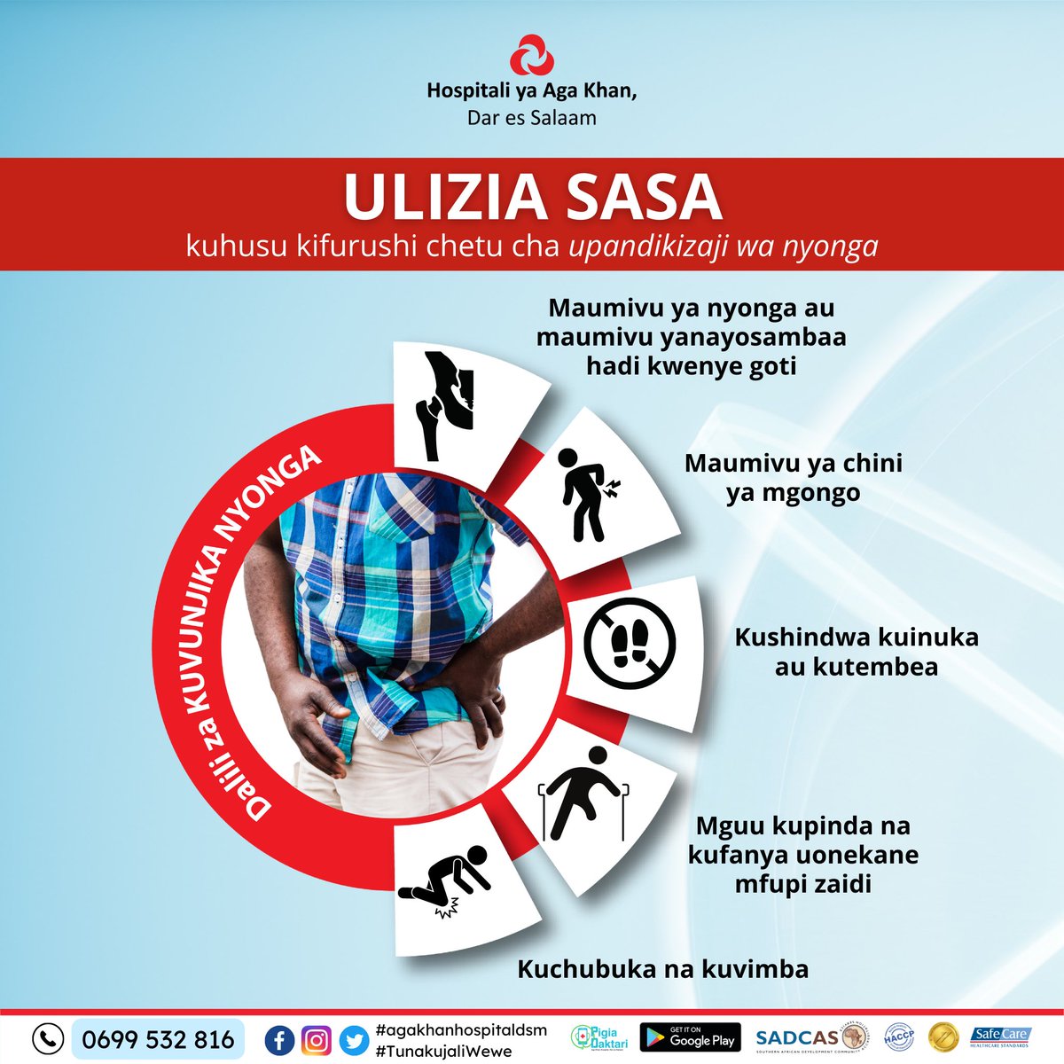 akhstanzania's tweet photo. Inquire about our hip replacement packages now & let us help you get back to leading a pain-free life! Call for bookings 0699 532 816.
#agakhanhospitaldsm #orthopaedic #hipsurgery #hipreplacementrecovery #hiprehab #hiparthroscopy #musclespain #nocrutches #healthcare #tanzania https://t.co/xzMfhbcyaR