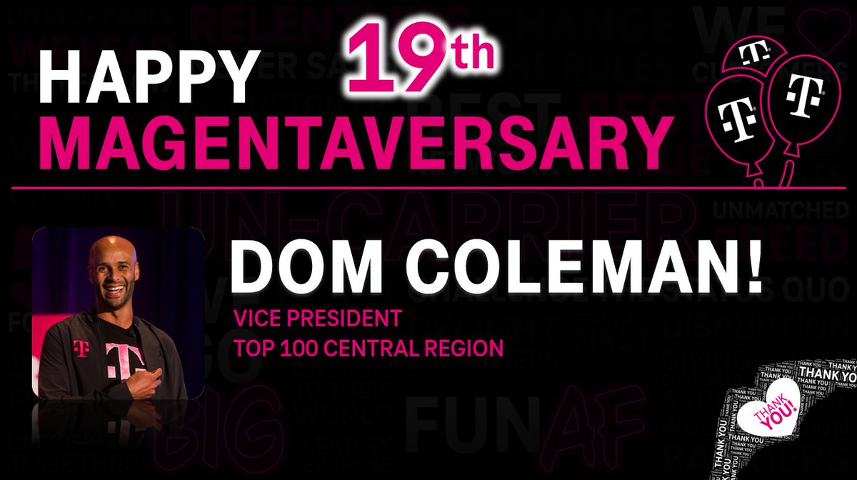 Wishing @domjrcoleman a VERY HAPPY 19th MAGENTAVERSARY! THANK YOU for your LEADERSHIP in the Central Region! 🎉🫶