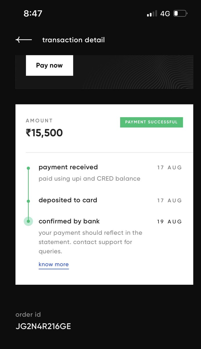 creative_vrl's tweet photo. No Response! Paid CC bills before 6 days via @CRED_club. Got Bank Confirmation &amp; UTR.
Money was debited from my account. 
In #OneCard credit card statement, no payments are reflected &amp; extra Interest Fee of Rs 456 + 18% GST! 
@RBI @RBIsays @kunalb11 @CRED_support @GetOneCardIN https://t.co/fxd5mlHXrs