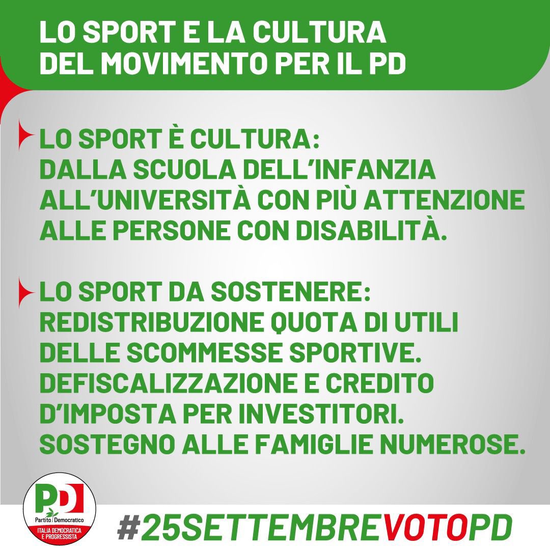 pdnetwork's tweet photo. Lo sport è integrazione. Non discrimina, unisce. 

Lo sport corregge le #devianze vere, quelle di un sistema che ghettizza chi è considerato diverso ed emargina chi è più fragile o vive in contesti a rischio.
@mauroberruto https://t.co/kmBZKd22JS