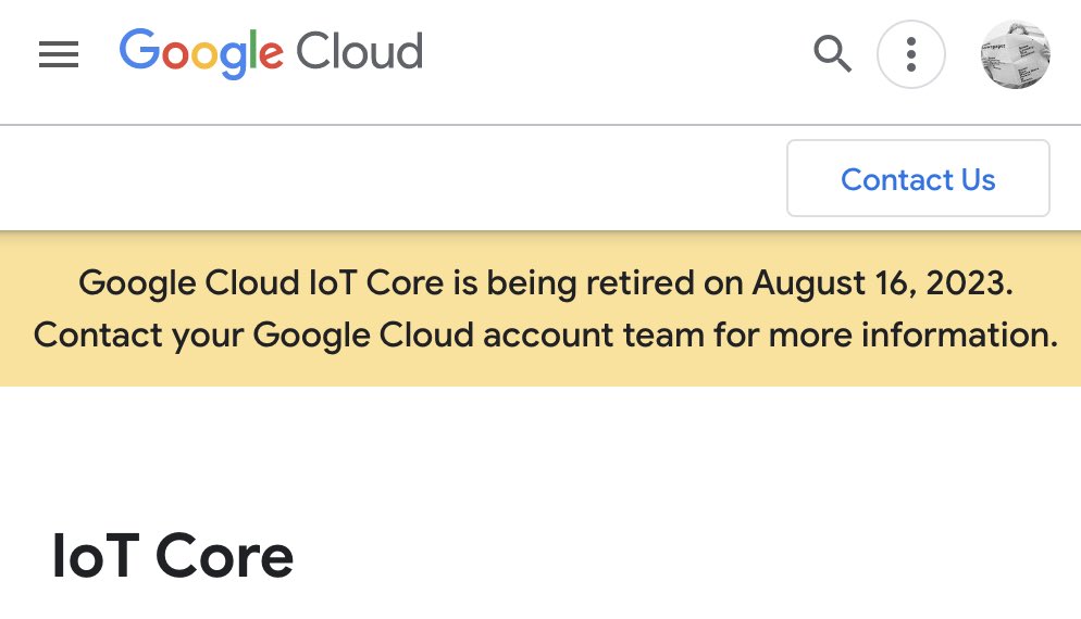 cas42it's tweet photo. @googlecloud qui stoppe son service #IoTCore en plein mois d’aout avec un simple bandeau sur la homepage.
J’aimerai pas être dans l’équipe Google qui cherche à convaincre que #GCP est une solution business pérenne et stable et Google un partenaire infaillible… https://t.co/dj209nFP8M