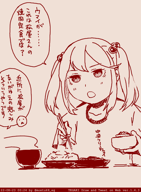今日の晩めしの感想です #tegaki_dt 