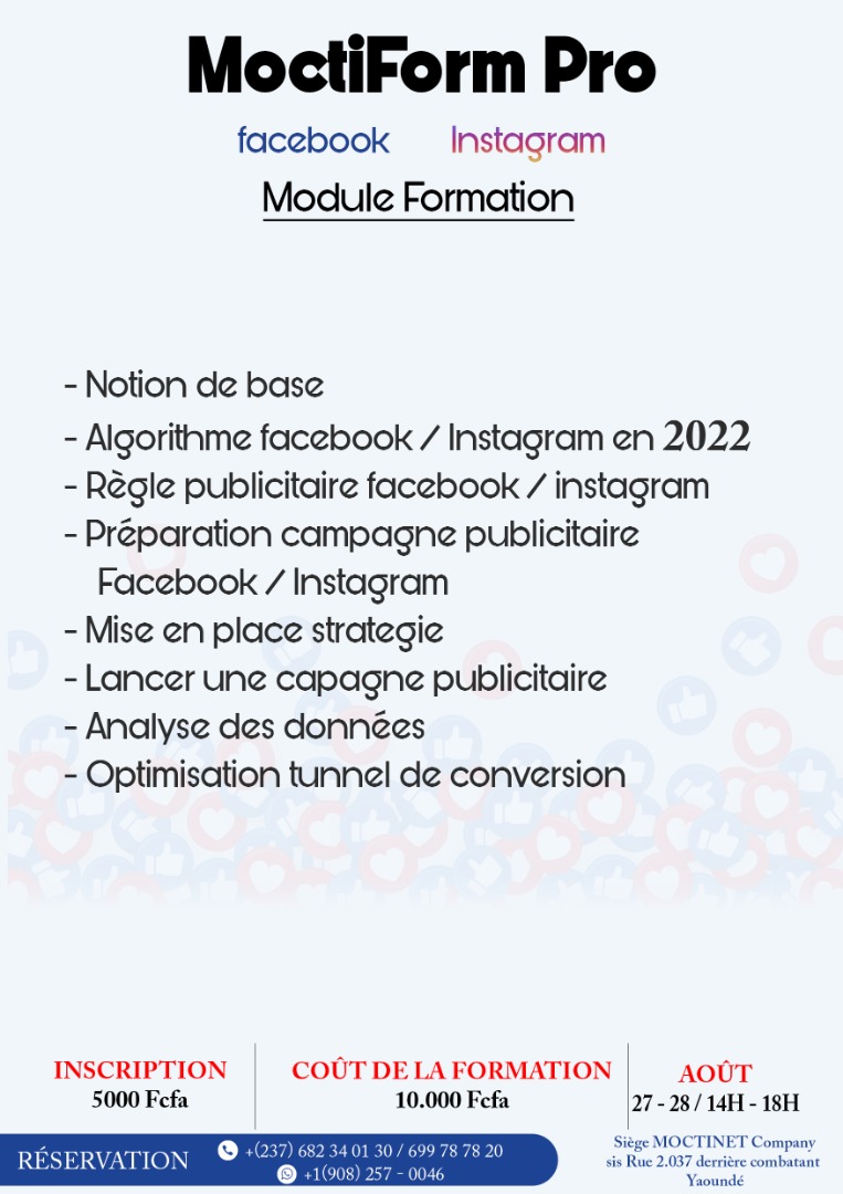 MocTinet's tweet photo. Mais comment gagner de l'argent avec les réseaux sociaux? 🤔🤔🤔
Nous répondrons à cette éminente question lors de la formation MoctiForm Pro qui se tiendra du 27 au 28 Août à Yaoundé👌
⚠ATTENTION: Nombre de places limitées
Lien d'inscription: https://t.co/xKo7tVyn7D https://t.co/tb64k5BcpZ