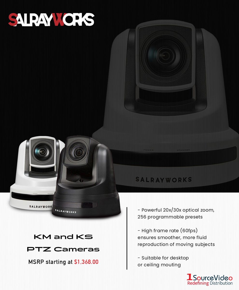 1sourcevideo's tweet photo. Salrayworks' PTZ cameras offer users the ability to see every presenter or conference participant more clearly!
#Salrayworks #1SourceVideo #PTZcameras #framerate #opticalzoom #recording #video #audio #pantiltzoom #RedefiningDistribution #BandH #VP4L #CurrentMediaTools #Adorama https://t.co/vw92IMJlO4