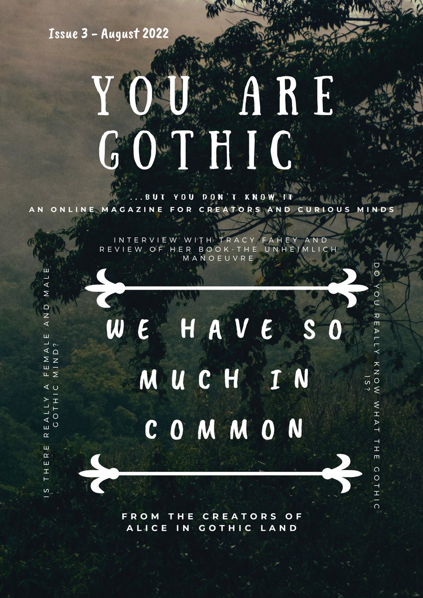 GothicAlice74's tweet photo. And here you have August magazine.
This month is all about the origin of Gothic literature, my first interview with @TracyFahey, the pentagram, swallows and much more.
https://t.co/egwNGkIHb4
#onlinemagazine #Augustmagazine #aliceingothicland https://t.co/dq0tNMxD54