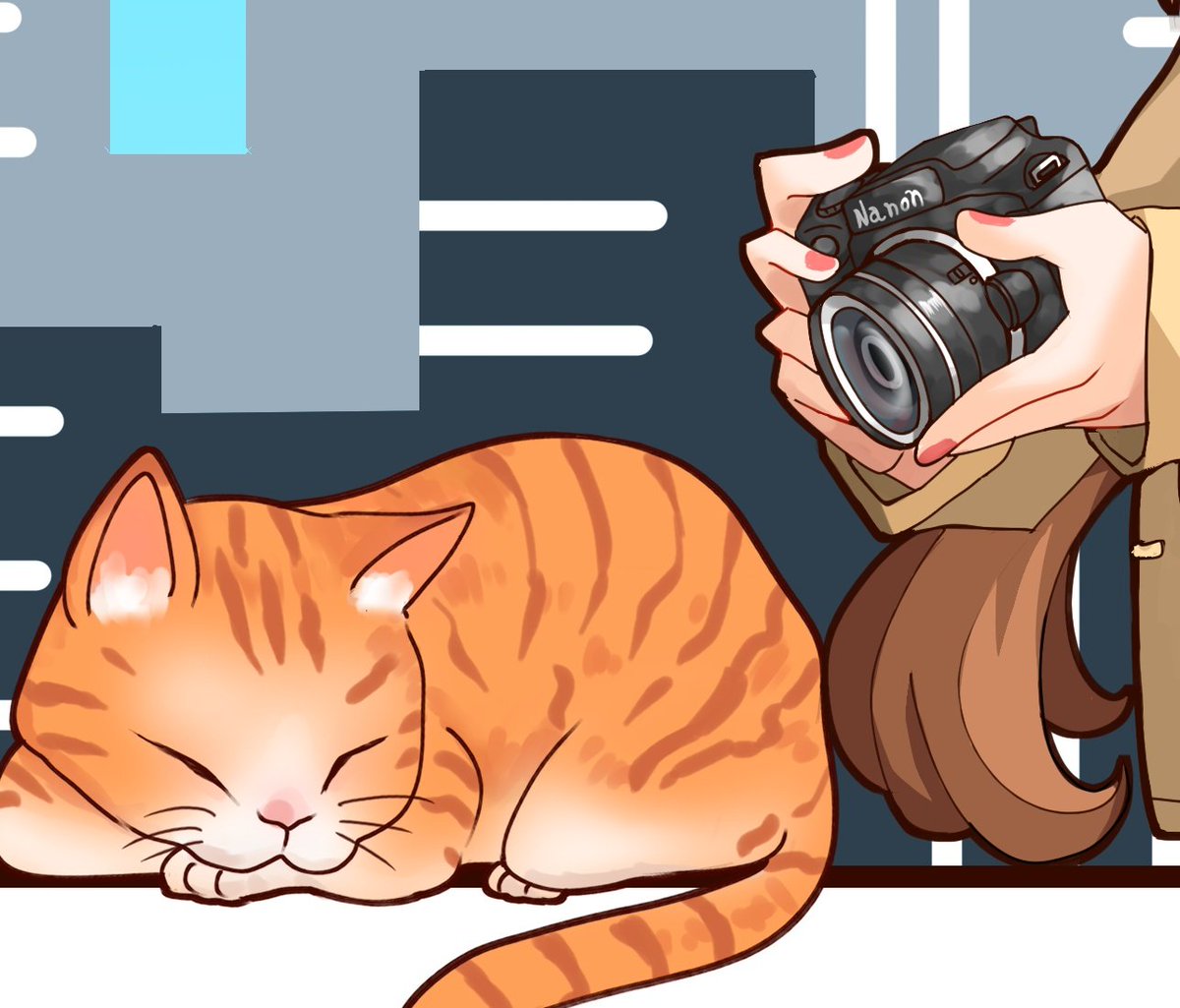「マジで1ミリも分からんまま描いたカメラと猫 」|ちゃっか♨Skeb募集中‼️のイラスト