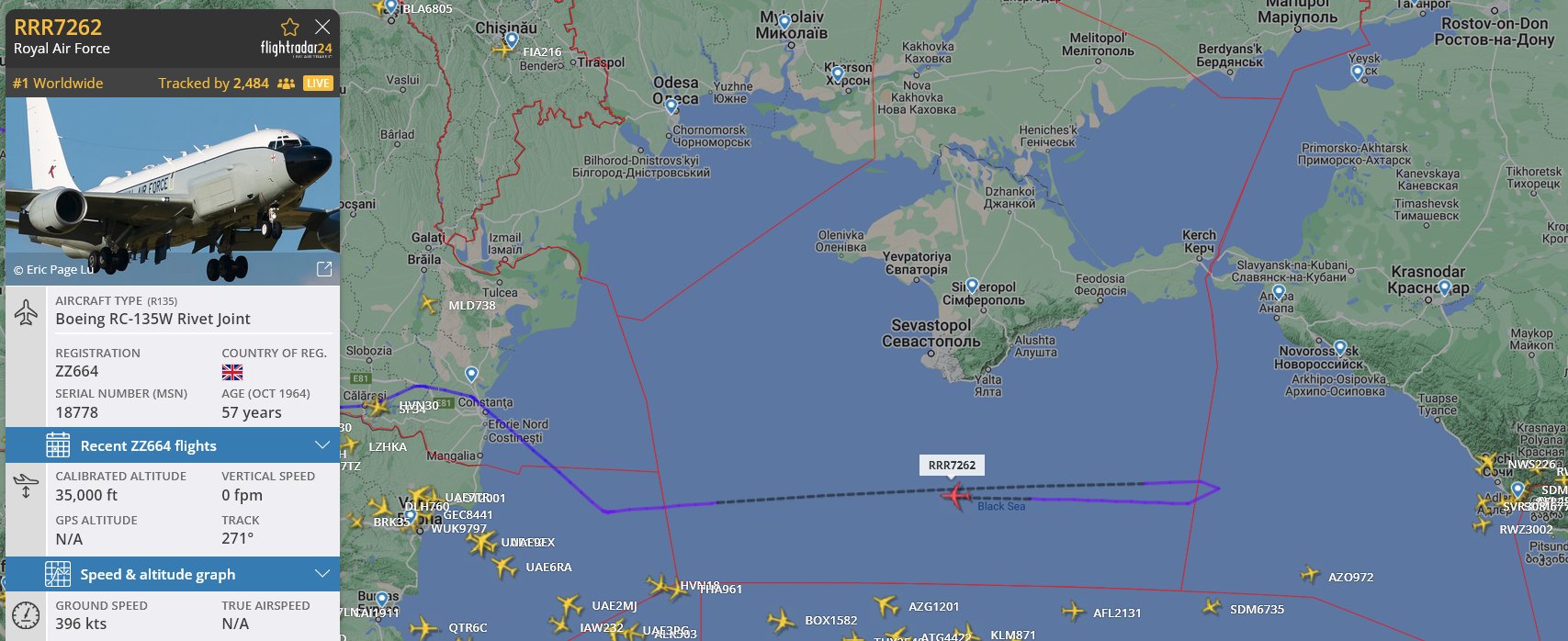 CrisP on Twitter "UK RC135W Rivet Joint in ISR mission south of 