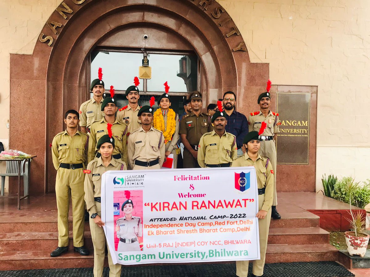 iamjainRJ's tweet photo. Felicitation and Welcome of NCC cadet @kiran_ranawat25 from @Sangam_Univ @5RjNCCBhilwara, attended #EBSB #IDC22 at Delhi,Proud to all #Rajasthan
@HQ_DG_NCC @NCCDteRajasthan @Lalit_DDGRajNCC @NccUdaipur @ayedee2010 @PRODefRjsthn @DmBhilwara https://t.co/Pvt1AmTfuG