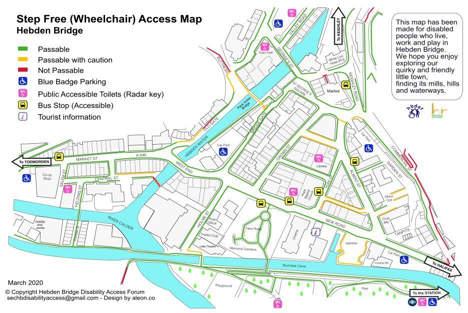 EileenKelly33's tweet photo. Have you seen this map of wheelchair accessible routes in Hebden Bridge?
The HB Disability Access Forum produce this &amp; the list showing wheelchair-friendly pavements/accessible toilets/parking/bus stops. 
So useful!
#HebdenBridge #wheelchair #accessibility #DisabilityConfident https://t.co/2rbEk4hGbi